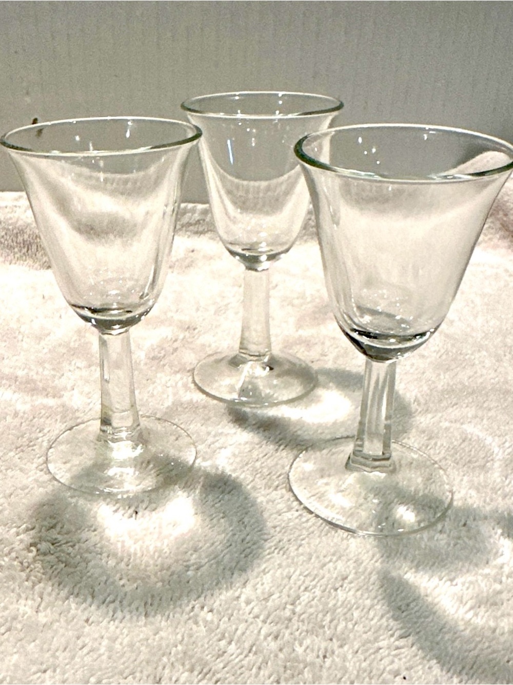 Clear Vintage Crystal Glass Stemware Wine Sherry Glasses - Set of 3  4” tall